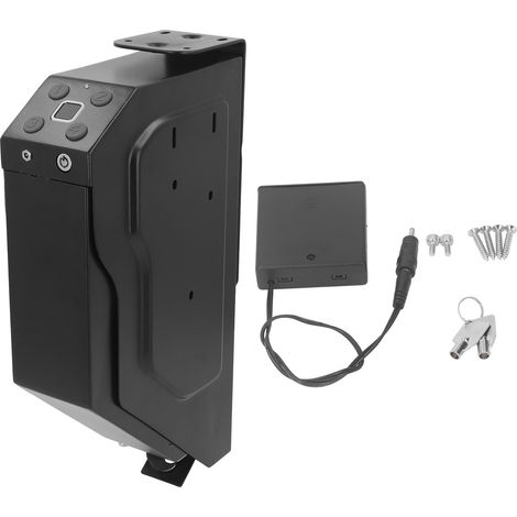 Coffre-fort portable en acier pour bureau et chevet, ouverture par empreinte digitale, code PIN ou clé (1/5)