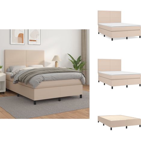 Sommier à lattes de lit avec matelas Cappuccino 140x200 cm - Lit Plateforme - Lit Double - Matelas Ressorts Ensachés - Literie - Chambre À Coucher (1/5)