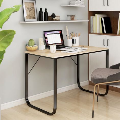 Computertisch Schwarz und Eiche-Optik 110x60x73cm Holzwerkstoff vidaXL (1/5)