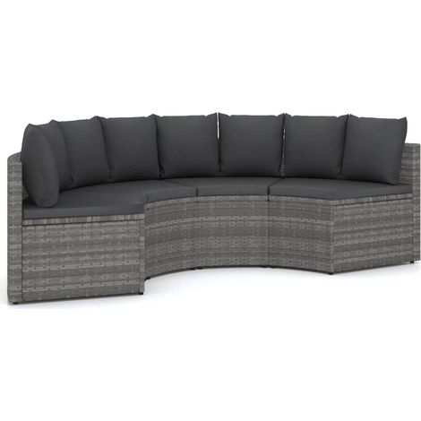 Set di mobili da giardino mobili da esterno 4 pezzi con cuscini resina intrecciata grigia 020016178