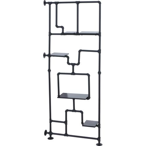 Libreria divisoria in stile industriale con 5 ripiani 203 x 80 cm MDF nero e ferro 040008756