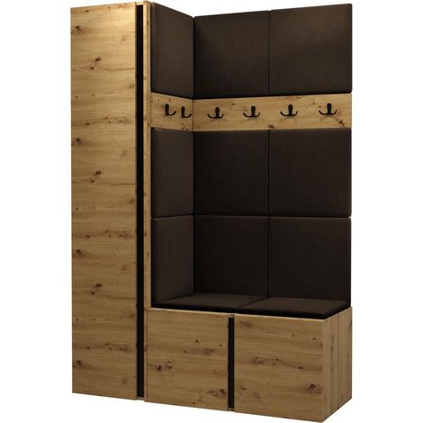 Conjunto para recibidor Pinis IX, Manila 04, 186x124x46cm, Tapiz, Aglomerado laminado, Colocada, Montada en la pared