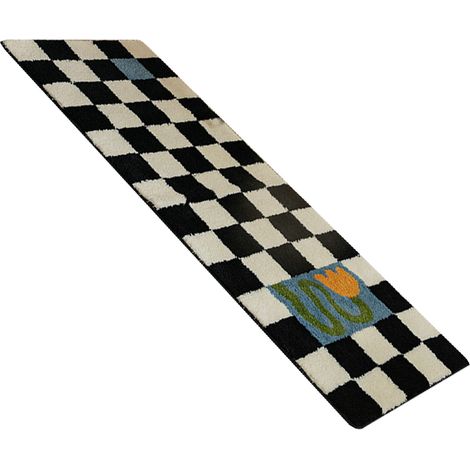 Tapis de couloir à carreaux noirs et blancs, style vintage, absorbant l'eau et résistant aux taches, pour la maison ou la chambre, type 5, 40 x 120 cm