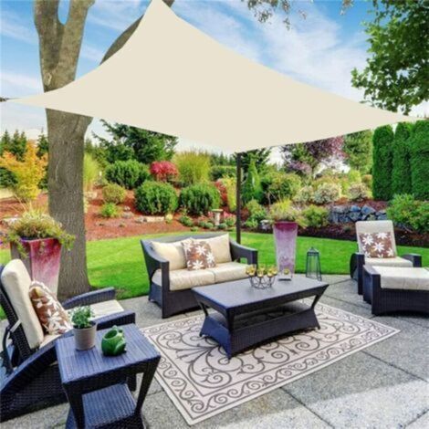 Rechteckiges Sonnensegel, 2 x 3 m, atmungsaktives HDPE-Sonnengewebe, 95 % UV-Schutz, für Garten und Terrasse, Creme (1/5)