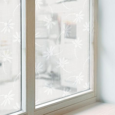 Fensterfolie 50x116 cm Dekorfolie Blickdicht Folie für Badezimmer Schlafzimmer Sichtschutz Fenster Milchglas PVC Dekorativ Selbstklebend Blumenmuster