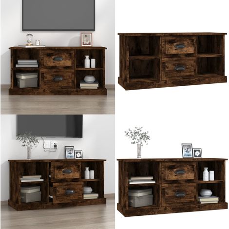 Meuble TV chêne fumé 99,5x35,5x48 cm bois d'ingénierie - Meuble Tv - Meuble Téléviseur - Support Tv - Unité Tv - Meubles Salon - Home & Living (1/5)