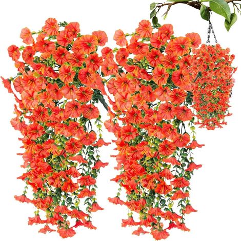Pétunias Artificiels d'Extérieur 2 Pièces Fausses Fleurs de Jardin Pétunias Résistants aux UV Sans Décoloration Pour Porche Patio Cour Jardin Balcon Intérieur Mariage (1/5)
