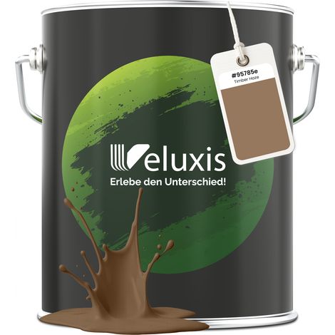 Pittura murale marrone beige oro opaca per interni – Copertura classe 1, senza COV, senza primer, a goccia – Soggiorno e camera da letto – 5 L – Veluxis (Timber Haze) (1/5)