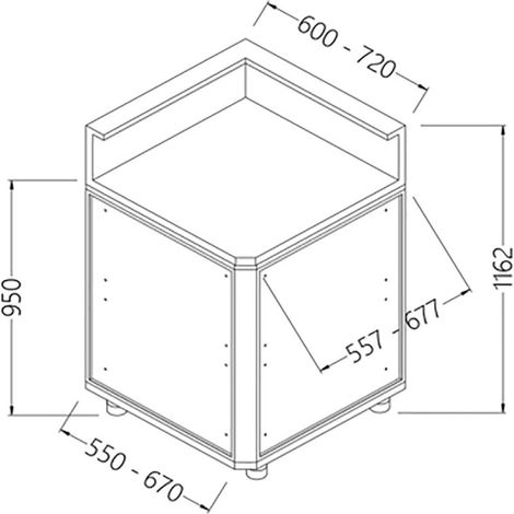 Comptoir de bar neutre - tablette service 90° - Diamond