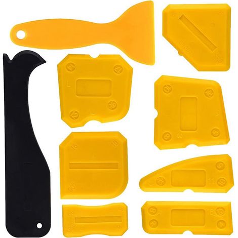 Set di 9 raschietti per sigillante in silicone, strumento di levigatura, strumento per sigillatura, set di strumenti per la finitura delle fughe per bagno, cucina, bagno