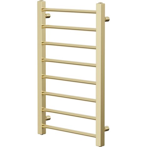 Colore Cohen Brushed Brass 800mm x 500mm Straight Heated Towel Rail (1/5)