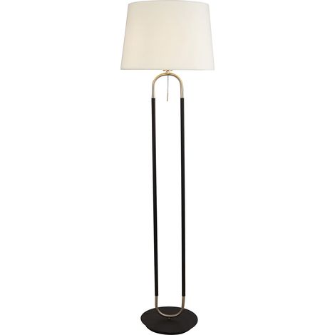 Piantana Contemporaneo Jazz Acciaio Nero Tessuto Argento 1 Luce E27 (1/4)