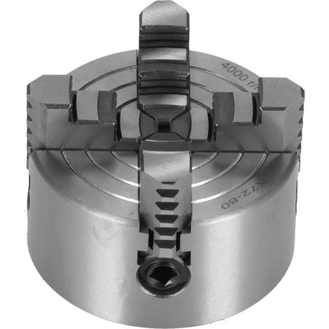 Mandrin à 4 mors K72-80 en acier haute vitesse pour tour manuel, accessoires pour tours de bricolage, 4000 tr/min, 80 mm / 3,15 po (1/5)