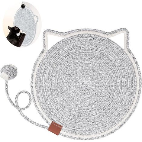 Alfombrilla rascadora para gatos, poste rascador de cuerda de algodón natural, alfombrilla rascadora redonda horizontal de 43 cm, paredes, sofás (1/5)