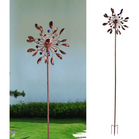 Eolienne Solaire Rotative aux Leds Multicolores pour Cour et Jardins