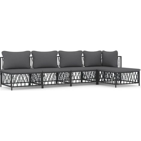 Maison Exclusive - Set Salotto da Giardino 5 pz con Cuscini in Acciaio Antracite (1/5)