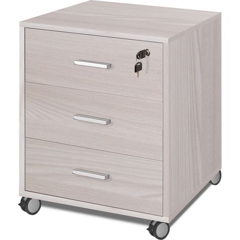 Cassettiera per ufficio tre cassetti con ruote Olmo 50x41x h70 cm (1/5)