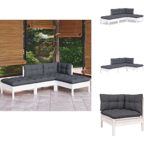 Salon de jardin 4 pcs avec coussins bois de pin massif - Salon De Jardin - Mobilier De Jardin - Ensemble Salon De Patio - Meubles De Jardin - Bois De Pin (1/5)