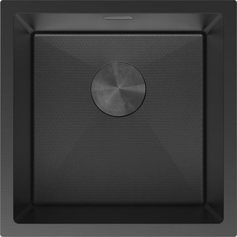 Mexen Trixo Edelstahlspüle 1-beckig 440 x 440 mm, schwarz HC - 6413441000-70HC (1/5)