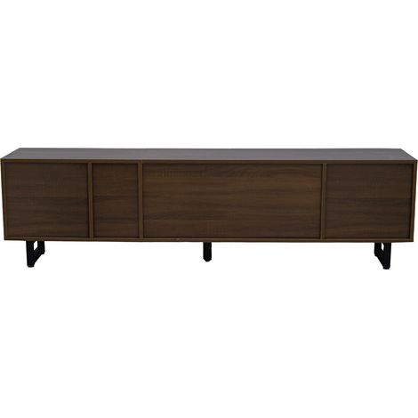 Mobile TV a 4 ante in MDF e PB, nero e naturale, 180 x 38 x 50 cm (1/5)