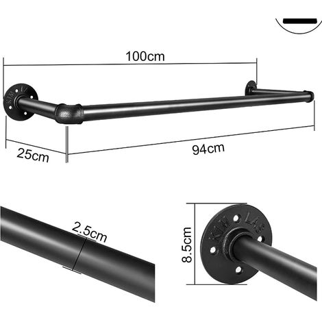 Schwerlast Kleiderstange Garderobenstange Industrie Garderobe für Wand Metall DE (1/5)