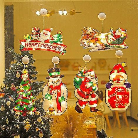 Guirlande lumineuse LED à suspendre à la fenêtre, décoration de Noël à ventouse et piles pour la maison (1/5)