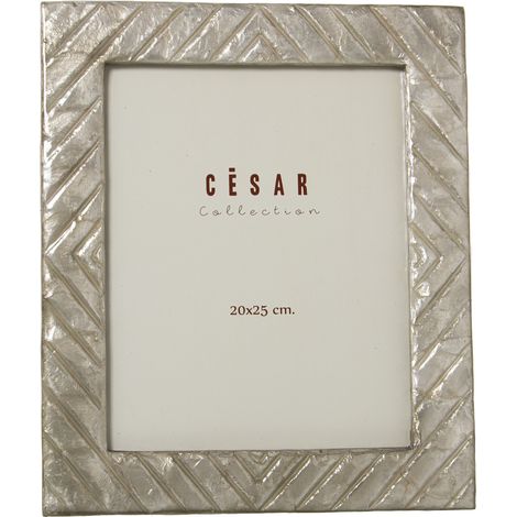 Cadre Photo Nacre 20X25 Cm Losanges Gris Clair Ext:27X32X1 Cm (1/2)