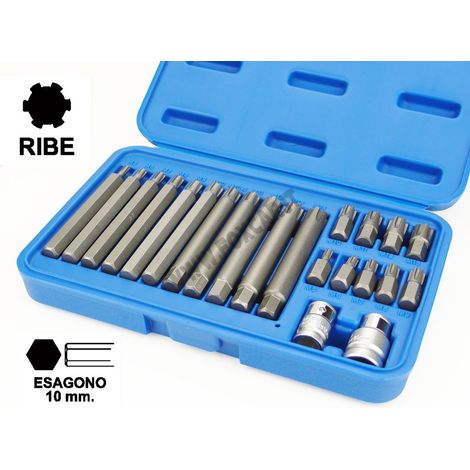 Set 21PZ INSERTI RIBE - KIT INSERTO 10mm CORTI/LUNGHI + ADATTATORI PORTAINSERTI