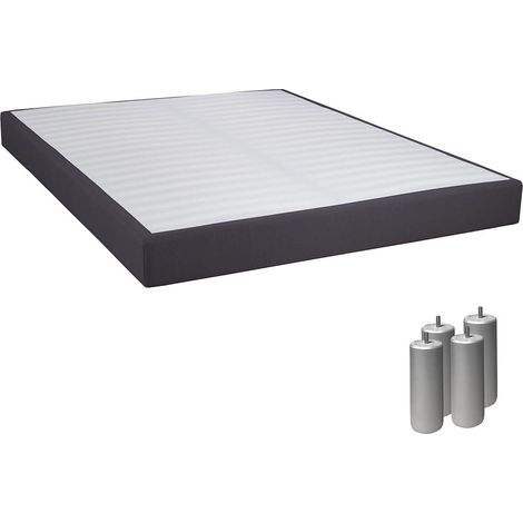 TAPIKIT - Sommier Tapissier Démontable 2x20 Lattes 140x190cm Anthracite + Pieds Argent 15cm (1/3)