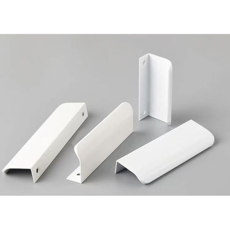 4er-Set Möbelgriffe – Aluminium – Für Schranktüren – Verdeckte Griffe – Möbelgriffe – Weiß – 8 cm – Abgerundete Kante