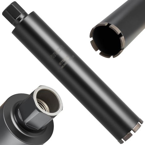 VEVOR Foret Diamant pour Carotteuse, Couronne de Carottage Humide Diametre 76 mm et Profondeur de Percage 356 mm, Trepan avec Filetage Interieur 1-1/4 po-7 32 mm-7, pour Beton Arme Maconnerie