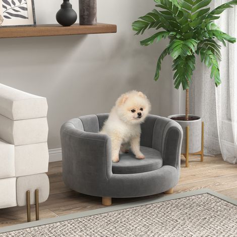 Sofá para perros con respaldo poliéster 65x64x37 cm OKMYHOME (1/3)