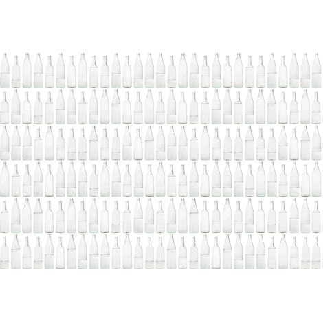 Papier peint panoramique bouteilles transparentes | Tapisserie panoramique idéale pour cuisine | Papiers peints panoramiques blanc à motifs - 270 x 400 cm (4 pièces) (1/2)