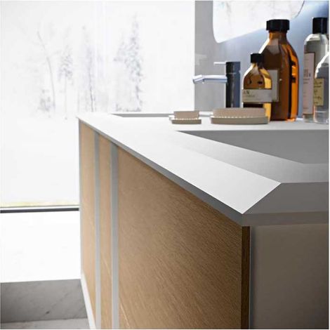 Mobile Bagno Bellagio70 cm SospesoRovere Tabacco Base 2 cassetti - Lavabo in Resina (1/5)