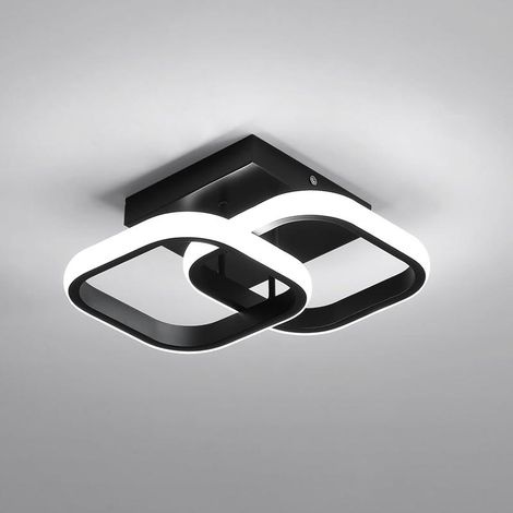 Comely 22W modern black LED ceiling light, double square design in aluminum and iron, for living room, bedroom, hallway, easy installation, 6500K (1/5)