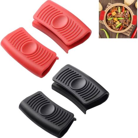 Support de Pot en Silicone,Lot de 4 poignées Support de Poignée Isolée, Poignée de Pot Isolée Thermiquement,Support de Poignée de Pot,Poignée isolée antidérapante (1/5)