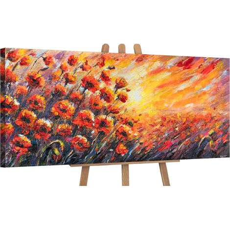 Gemälde Sonnige Mohnblumen auf Keilrahmen 115x50 cm (1/5)