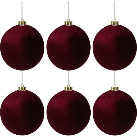 Set di 6 Palle grandi per albero di Natale  15cm Velluto bordo' Decorazione   Effetto Velluto  addobbo gigante Bordeaux per un Albero Elegante  Addobbi Natalizi per Casa, Ufficio e Locali commerciali (1/5)