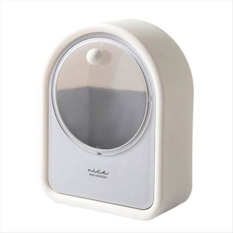 Boîte de Rangement Sans Poinçon Organisateur Mural Adhésif Rabattable Porte-Coton-Tige Cosmétique Maison Blanc Gris Blanc Gris (1/5)