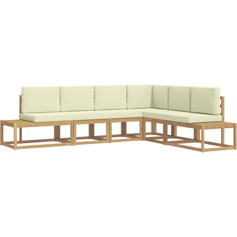 Set di divani da esterno 4 Pezzo Bianco e Crema Poliestere vidaXL