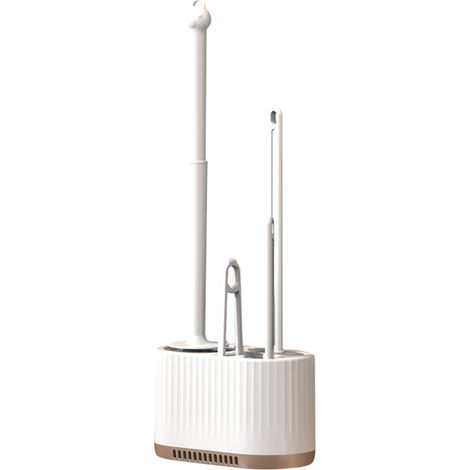 Brosse WC blanche 4 en 1 en silicone et support dans la salle de bain ou pour montage mural Accessoires de salle de bain Accessoires de salle (1/5)