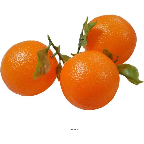 Orange artificielle avec feuilles en lot de 3 en plastique soufflé (1/3)