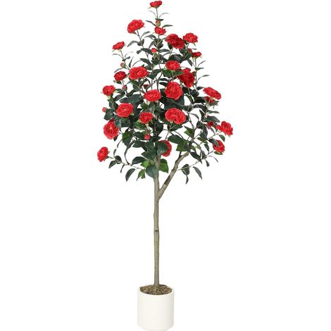 Camélia artificiel 1m52 à fleurs blanches avec pot (1/5)