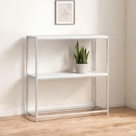 Console blanco en melamina de Madera Acero 100 x 30 x 87 cm (1/5)