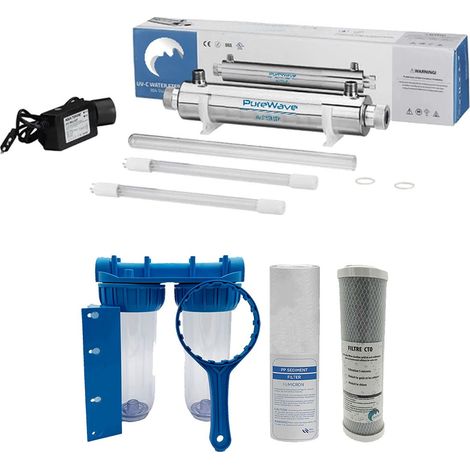 Pacchetto sterilizzatore da 25w - 1 lampada di ricambio - porta doppio filtro - filtri