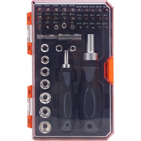 kit tournevisJeu de tournevis à cliquet 42 pièces avec étui Cr-V - Outil de réparation rotatif multifonction pour maison et auto (1/5)