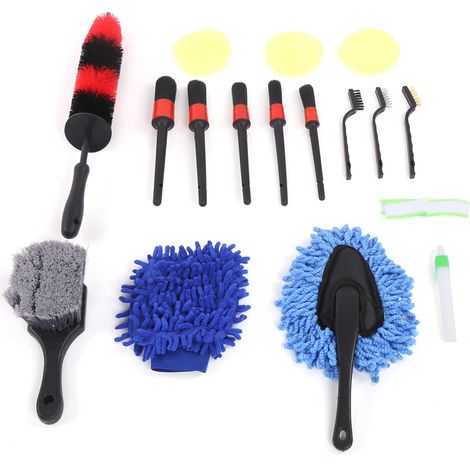 Set mit 17 Detail-Autobürsten für Reifen, Felgen, Innen- und Außenbereich – Komplettes Reinigungsset