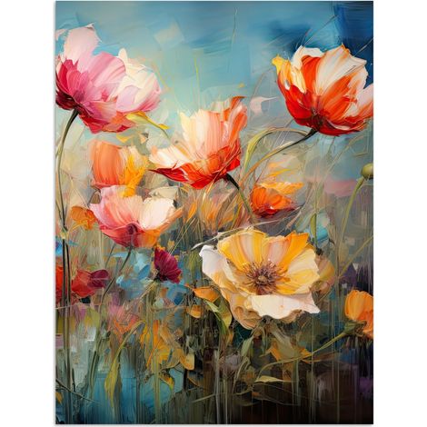 AFFICHE Fleurs - Aquarelle - Art - Botanique - Nature Décoration Murale 60x80 cm (1/4)