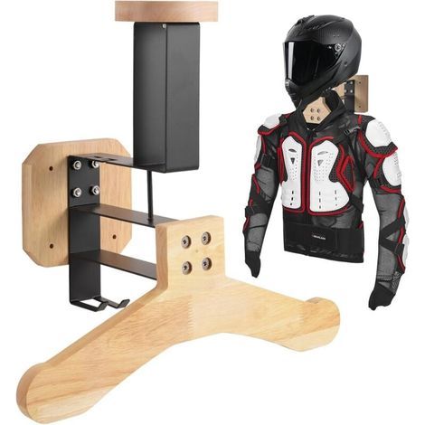 Support Casque Moto, Porte Casque Moto Mural pour Accrocher Le Casque et la Veste de Moto au Mur, Support Mural pour Gilet Tactique (1/4)