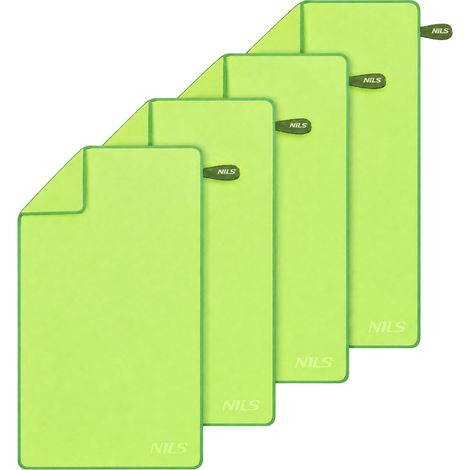 Asciugamano in microfibra verde, 180x100 cm, confezione da 4 (1/5)